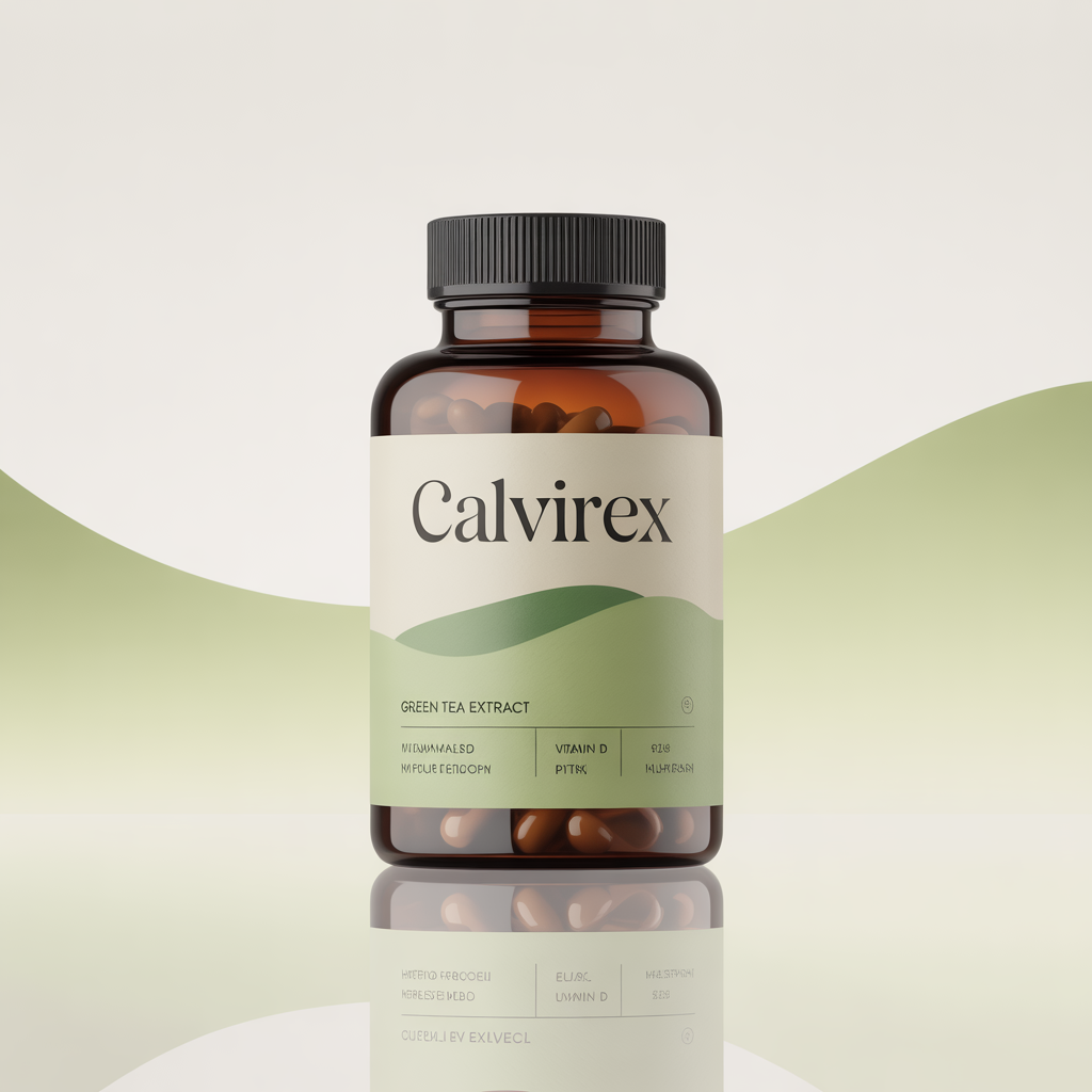 Calvirex dietary supplement bottle with natural ingredients